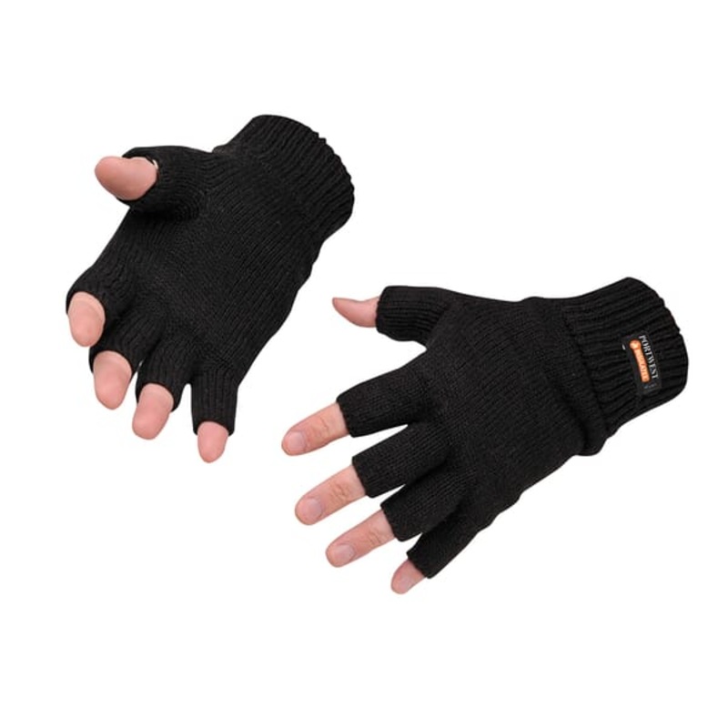 PORTWEST FINGERLESS KNIT GLOVES Black One Size