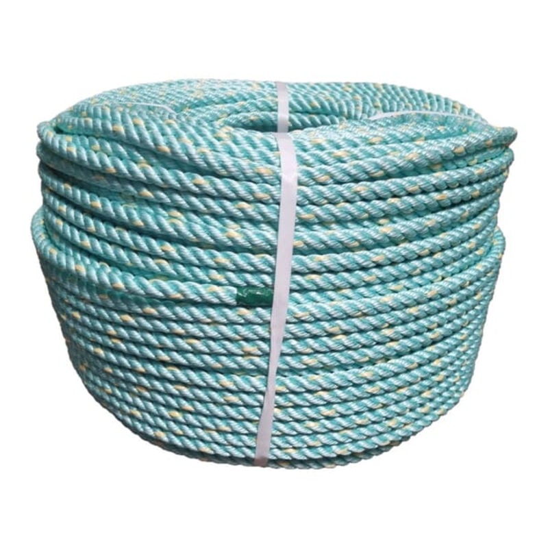 SICOR STEEL HARD LAY 3 STRAND ROPE (220M COIL) Green with yellow fleck 10mm