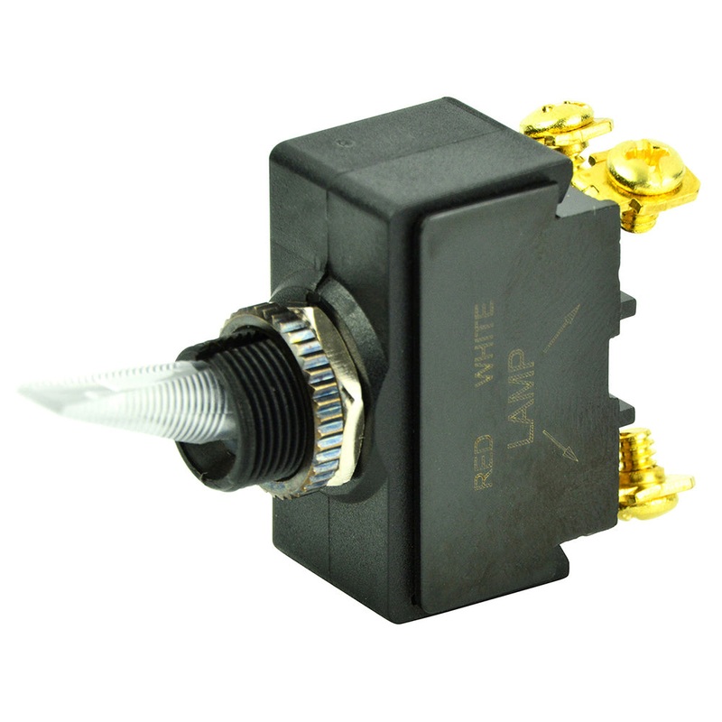 BEP SPST Lighted Toggle Switch – Red LED – 12V – #6-32 Terminal – ON/OFF [1001908]