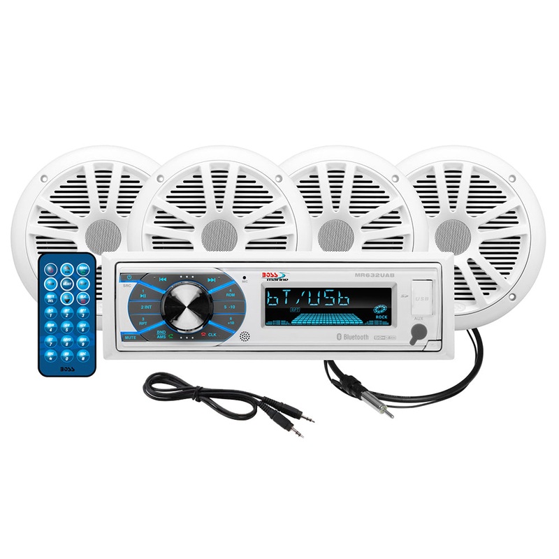Boss Audio MCK632WB.64 Marine Stereo  2 Pairs of 6.5″ Speaker Kit – White [MCK632WB.64]