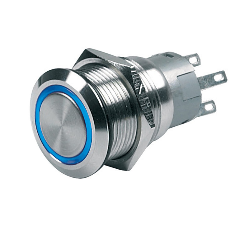 BEP Push-Button Switch 12V Momentary On/Off – Blue LED [80-511-0004-00]
