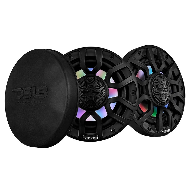 DS18 6.5″ 2-Way Coaxial Marine Speakers w/Digital LED Lights  Bullet Tweeter – Black – 150W, 4-Ohm [NXL-IQ6/BK]