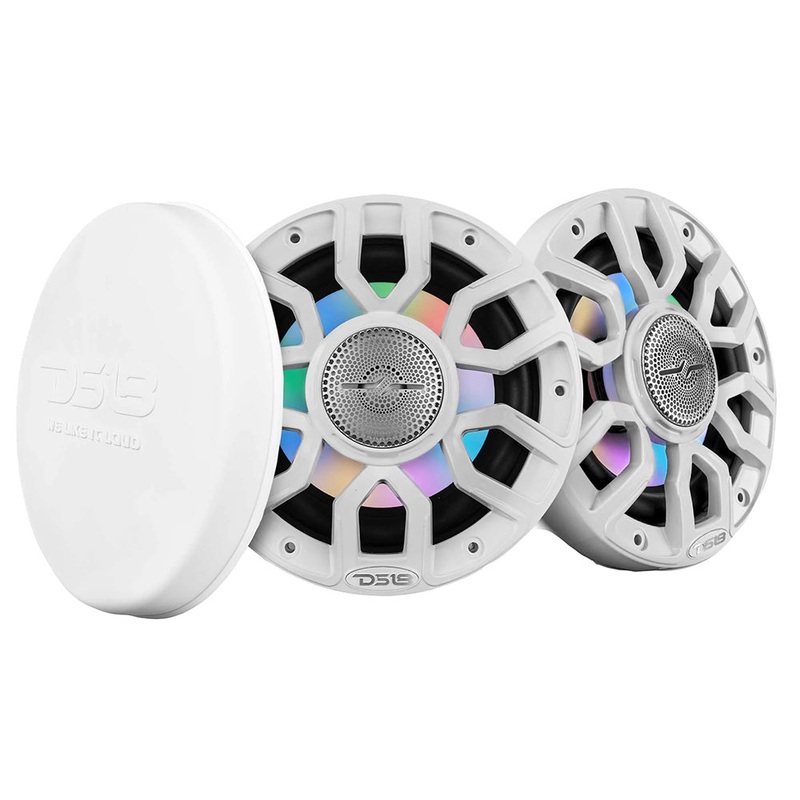 DS18 6.5″ 2-Way Coaxial Marine Speakers w/Digital LED Lights  Bullet Tweeter – White – 150W, 4-Ohm [NXL-IQ6/WH]