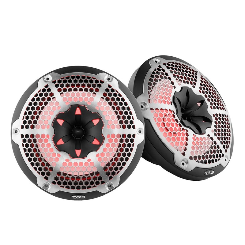 DS18 HYDRO 10″ 2-Way Speakers w/Bullet Tweeter  Integrated RGB LED Lights – Black [NXL-10M/BK]