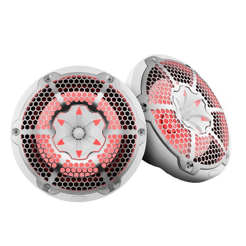 DS18 HYDRO 10″ 2-Way Speakers w/Bullet Tweeter  Integrated RGB LED Lights – White [NXL-10M/WH]