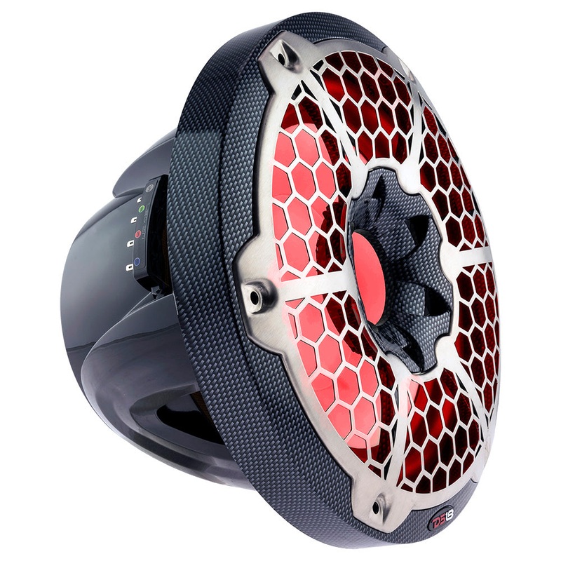DS18 HYDRO 10″ Subwoofer w/RGB Lights – 600W – Carbon Fiber [CF-10SUB]