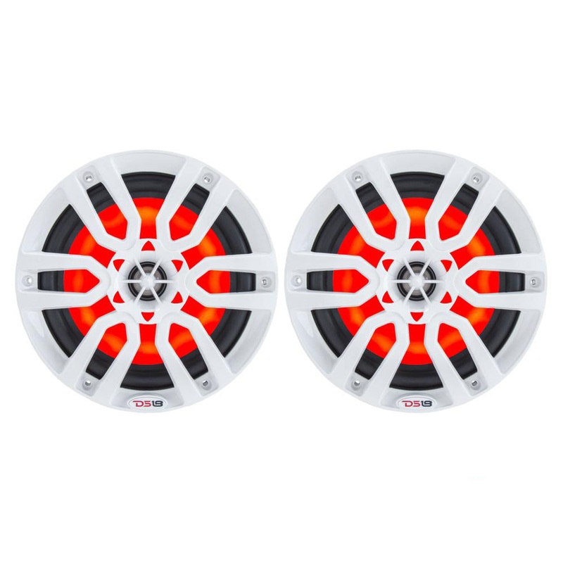 DS18 HYDRO 6.5″ 2-Way Marine Speakers w/RGB LED Lights 300W – White [NXL-6]