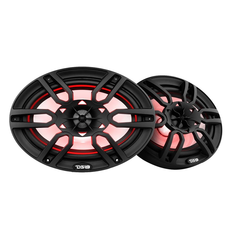 DS18 HYDRO 6 x 9″ 2-Way Marine Speakers w/Integrated RGB LED Lights – 375W – Black [NXL-69/BK]