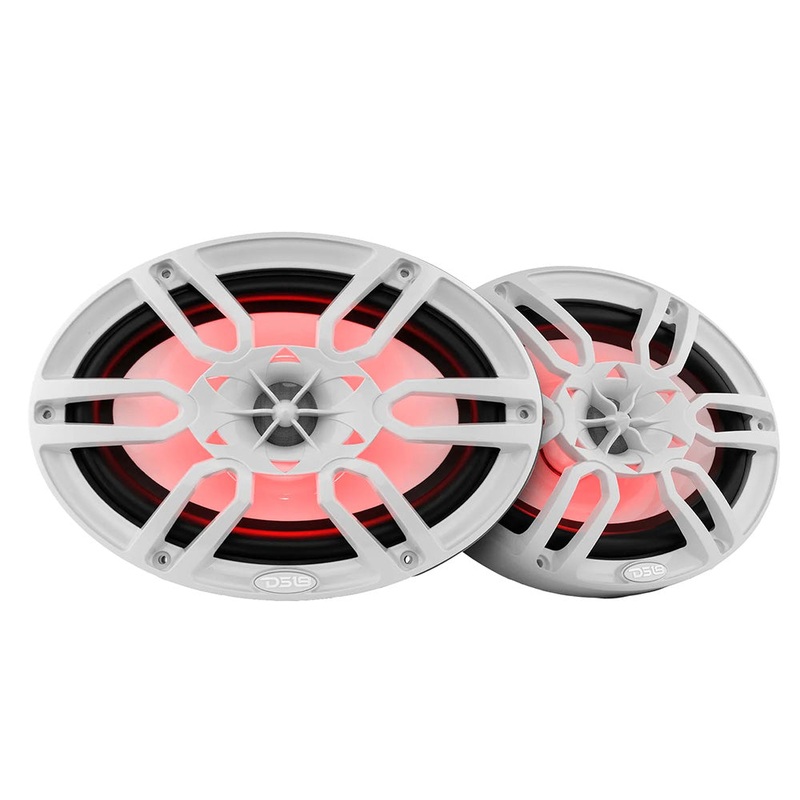 DS18 HYDRO 6 x 9″ 2-Way Marine Speakers w/Integrated RGB LED Lights – 375W – White [NXL-69/WH]