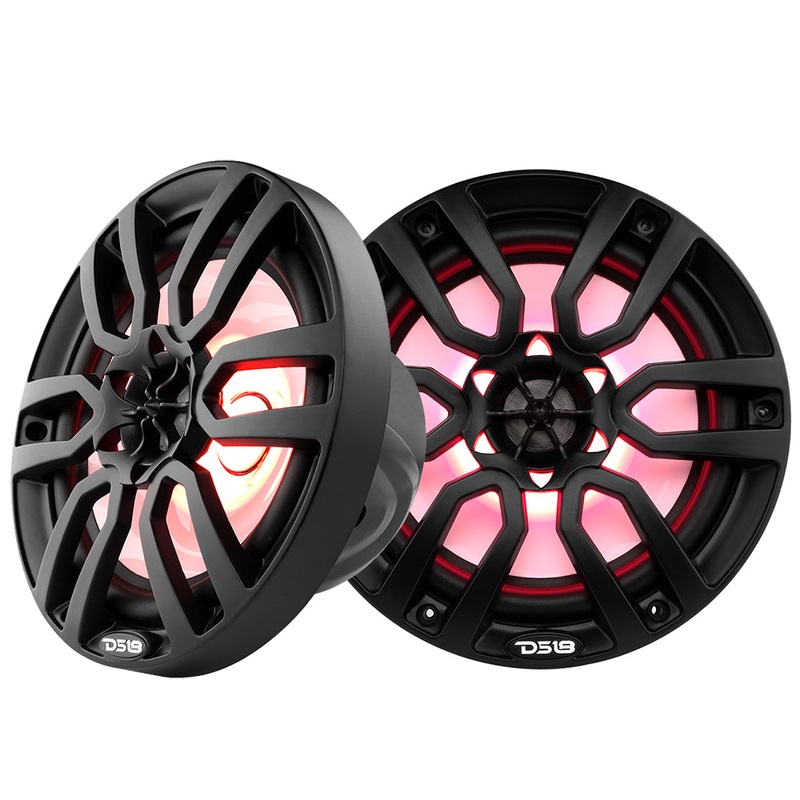 DS18 HYDRO 8″ 2-Way Marine Speakers w/RGB LED Lights 375W – Matte Black [NXL-8BK]