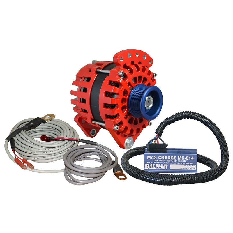 Balmar Alternator 3.15″ Dual Foot Saddle J10 Serpentine Pulley Regulator  Temp Sensor – 170A Kit – 12V [XT-DF-170-J10-KIT]