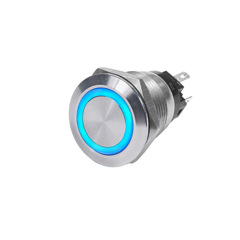 Blue Sea 4161 SS Push Button Switch – Off-(On) – Blue – 10A [4161]