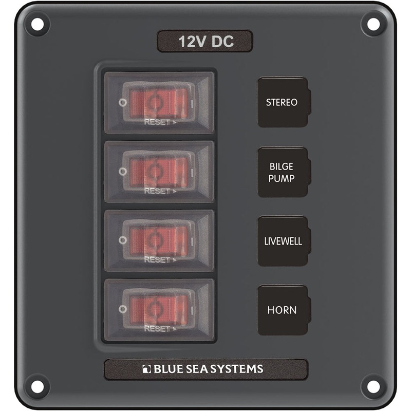 Blue Sea 4320 Circuit Breaker Switch Panel 4 Position – Gray [4320]