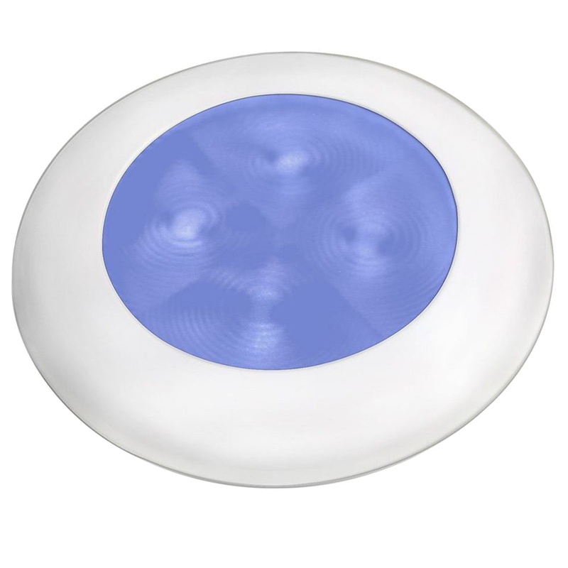 Hella Marine Blue LED Round Courtesy Lamp – White Bezel – 24V [980503241]