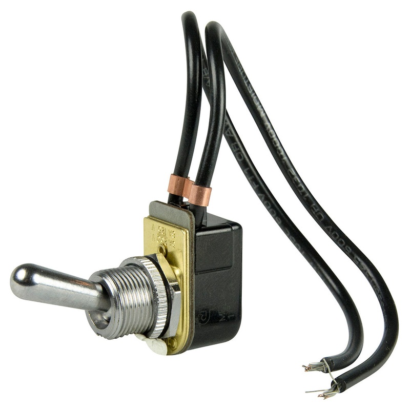 BEP SPST Chrome Plated Toggle Switch Wire Leads – ON/OFF [1002023]