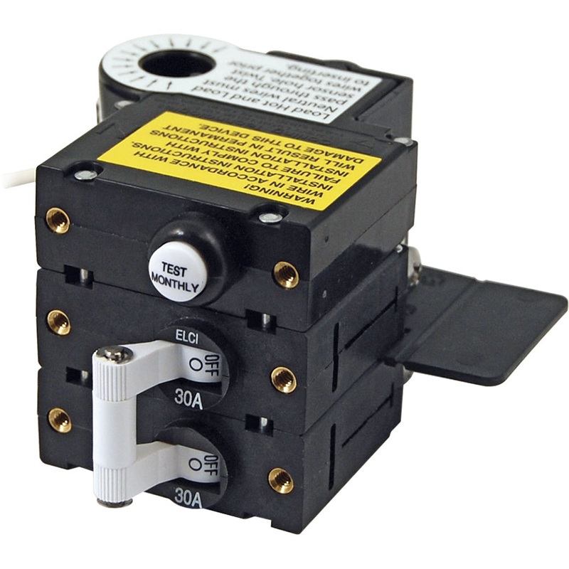 Blue Sea A-Series ELCI Main Circuit Breaker – Double Pole 120V AC 30A [3106100]