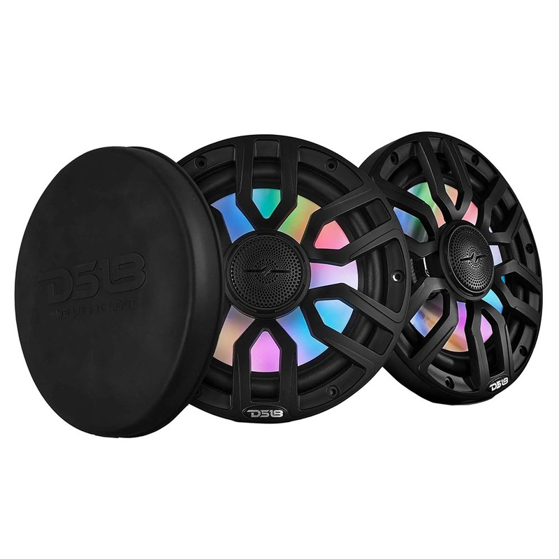 DS18 8″ 2-Way Coaxial Marine Speakers w/Digital LED Lights  Bullet Tweeter – Black – 175W, 4-Ohm [NXL-IQ8/BK]