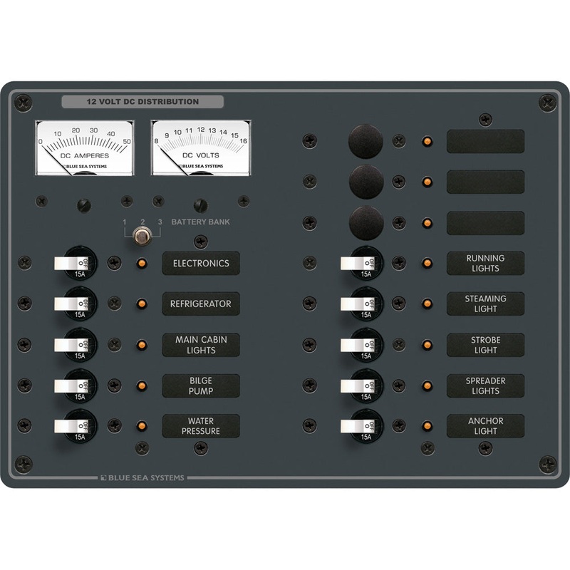 Blue Sea 8068 DC 13 Position Toggle Branch Circuit Breaker Panel – White Switches [8068]