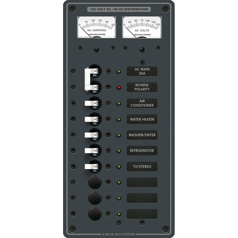 Blue Sea 8074 AC Main +8 Positions Toggle Circuit Breaker Panel – White Switches [8074]