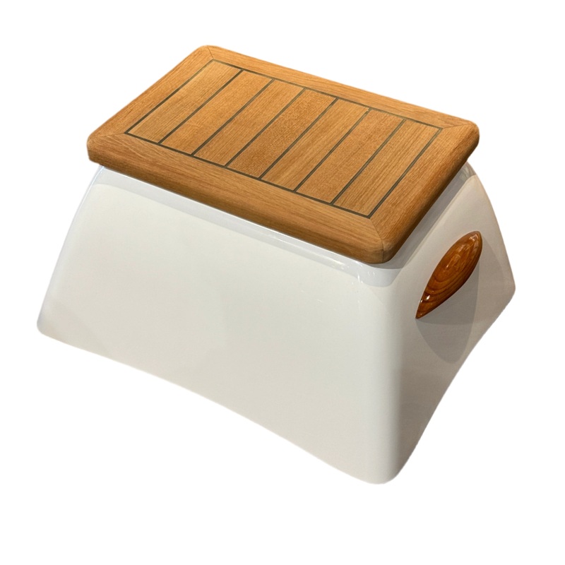 Fiberglass Step Box with Teak Lid and Handles Standard