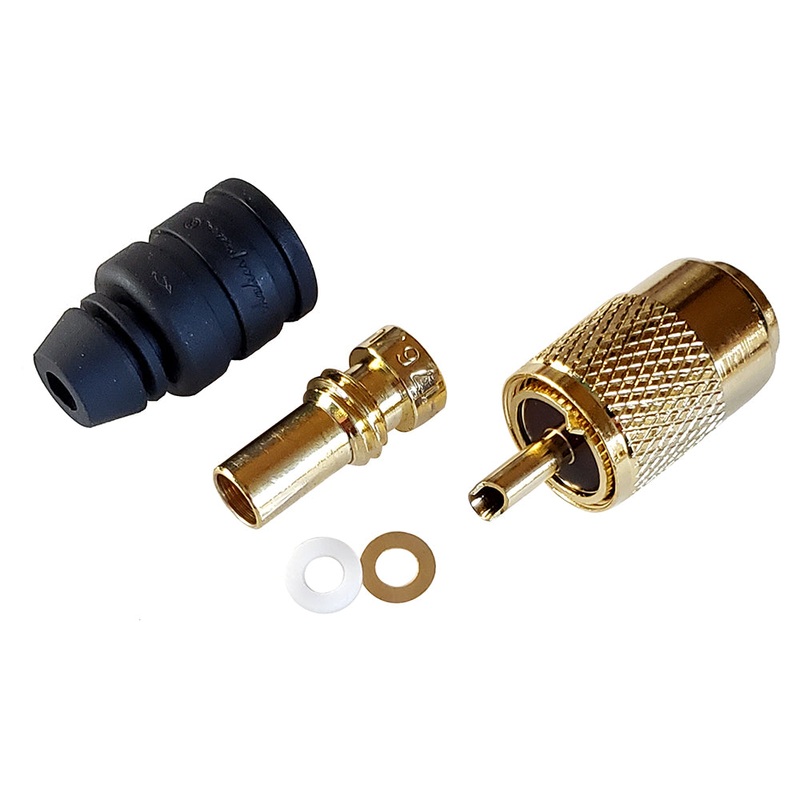 Shakespeare PL-259-8X-G Solder-Type Connector w/UG176 Adapter & DooDad Cable Strain Relief f/RG-8X Coax [PL-259-8X-G]