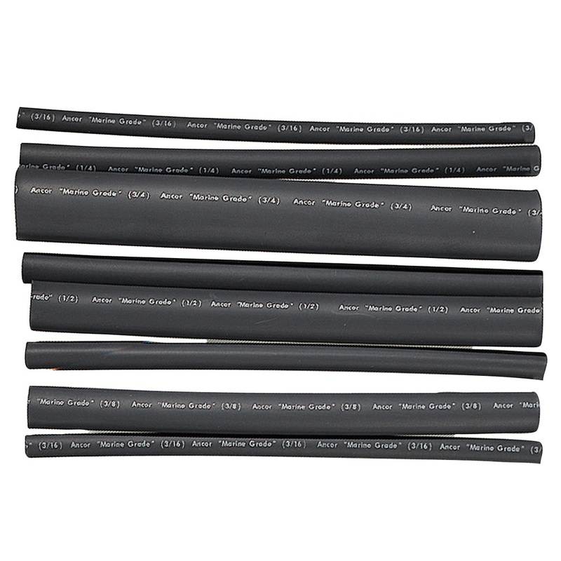 Ancor Adhesive Lined Heat Shrink Tubing – Assorted 8-Pack, 6″, 20-2/0 AWG, Black [301506]