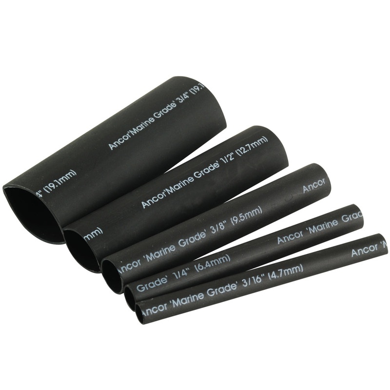 Ancor Adhesive Lined Heat Shrink Tubing Kit – 8-Pack, 3″, 20 to 2/0 AWG, Black [301503]