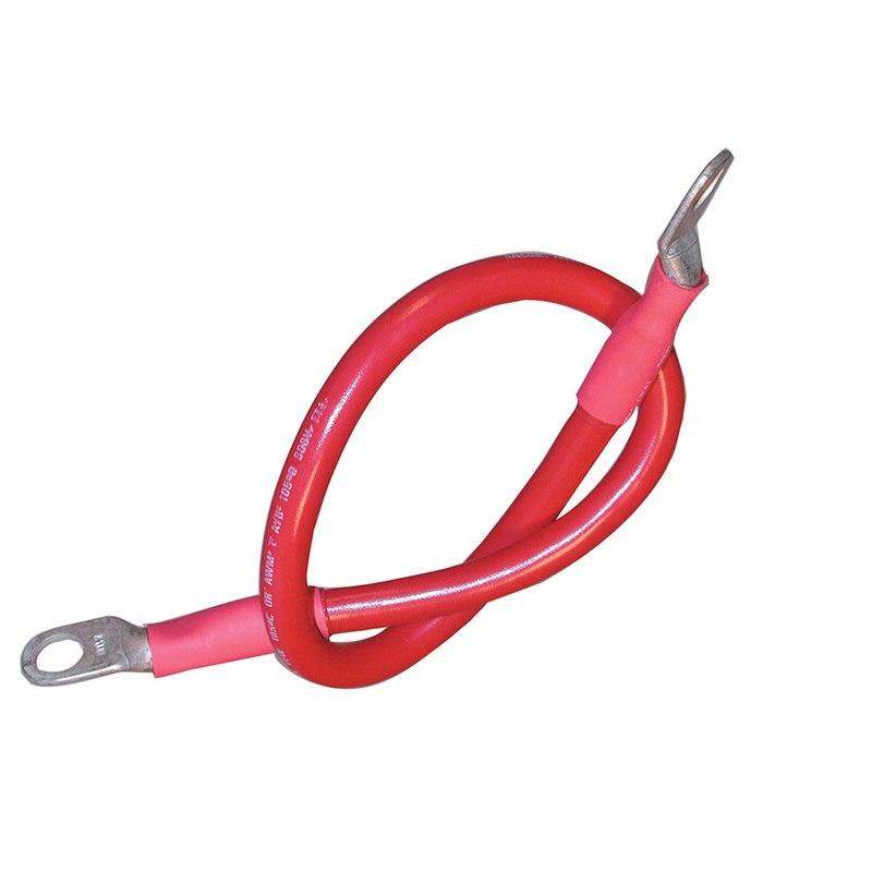Ancor Battery Cable Assembly, 2 AWG (34mm) Wire, 3/8″ (9.5mm) Stud, Red – 18″ (45.7cm) [189141]