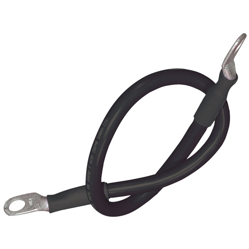 Ancor Battery Cable Assembly, 2 AWG (34mm) Wire, 5/16″ (7.93mm) Stud, Black – 18″ (45.7cm) [189140]