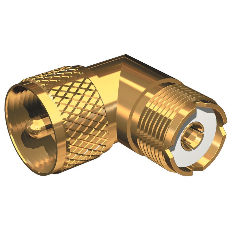 Shakespeare Right Angle Connector – PL-259 to SO-239 Adapter [RA-259-239-G]