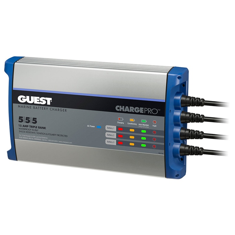 Guest On-Board Battery Charger 15A / 12V – 3 Bank – 120V Input [2713A]