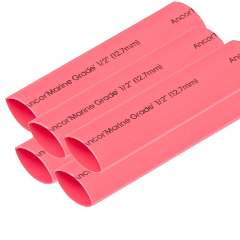 Ancor Heat Shrink Tubing 1/2″ x 6″ – Red – 5 Pieces [305606]