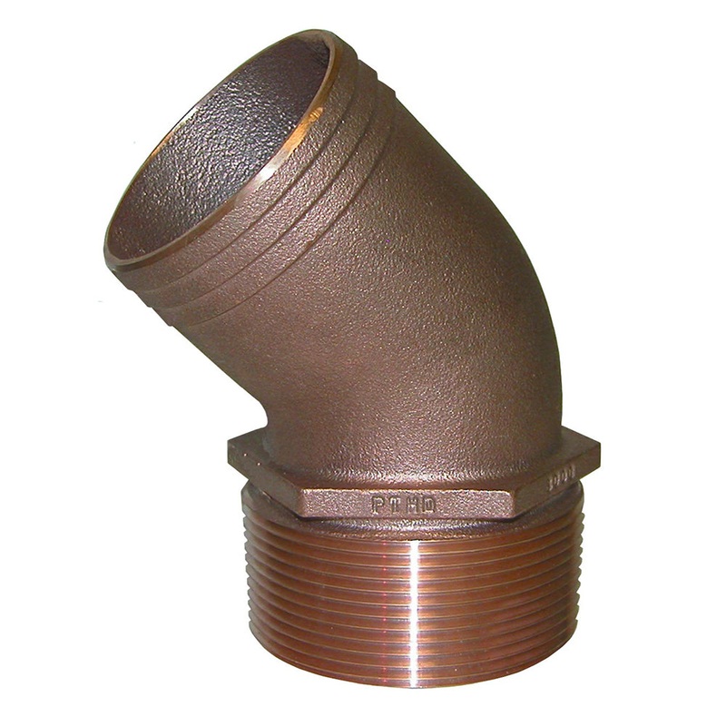 GROCO 1-1/4″ NPT Bronze 45 Degree Pipe to 1-1/4″ Hose [PTHD-1250]