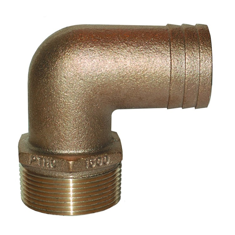 GROCO 1″ NPT x 1″ ID Bronze 90 Degree Pipe to Hose Fitting Standard Flow Elbow [PTHC-1000]