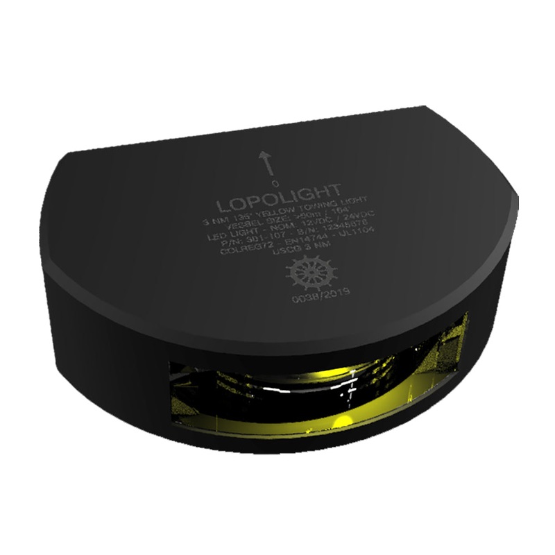Lopolight Series 301-107 – Stern Towing Light – 3NM – Vertical Mount – Amber – Black Housing [301-107-B]