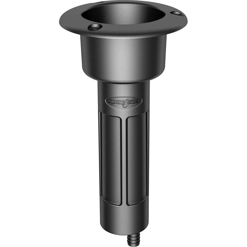 Mate Series Plastic 0 Rod  Cup Holder – Drain – Round Top – Black [P1000DB]