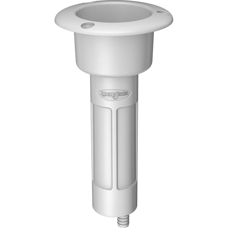 Mate Series Plastic 0 Rod  Cup Holder – Drain – Round Top – White [P1000DW]