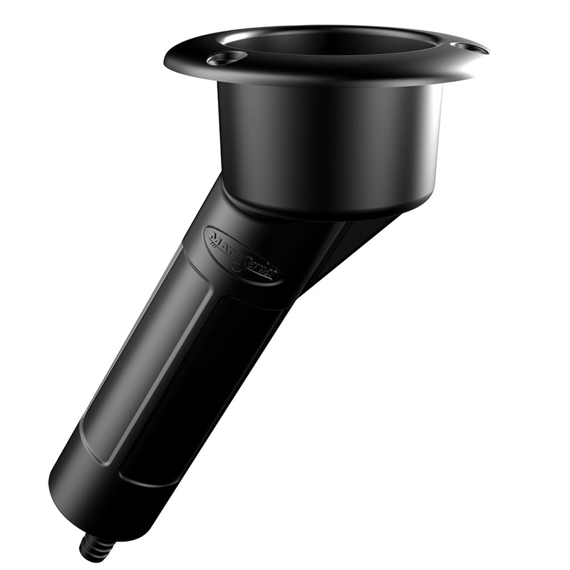 Mate Series Plastic 30 Rod  Cup Holder – Drain – Round Top – Black [P1030DB]