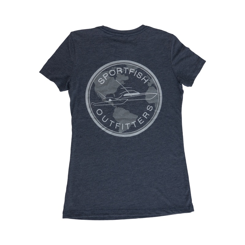Sportfish Outfitters Super Soft Women’s Marlin Blue with Globe Shirt M Marlin Blue with Globe