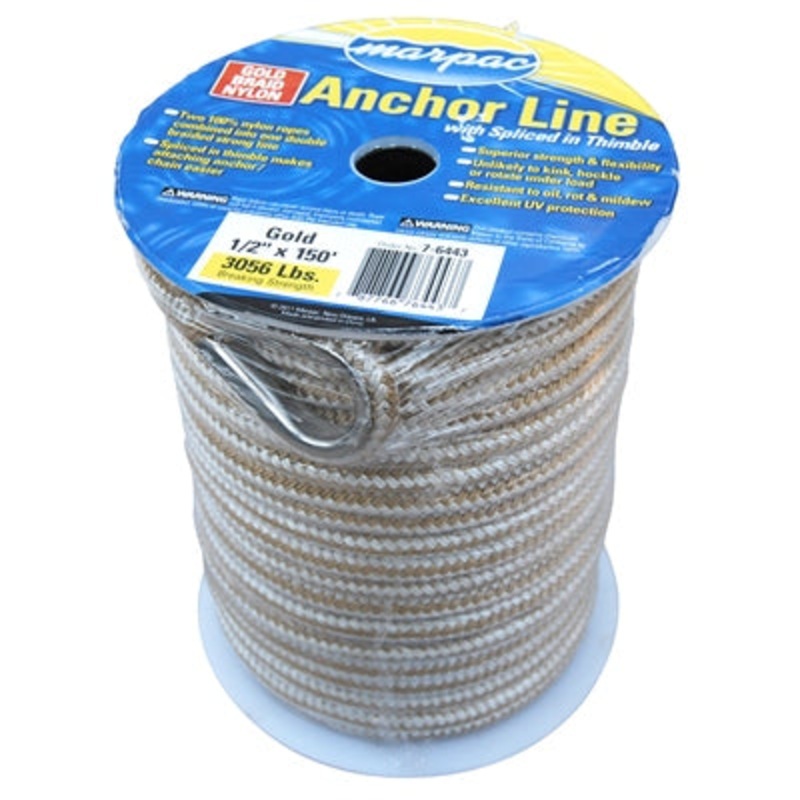 Anchor Line Double Braid 1/2″ x 150′ Black