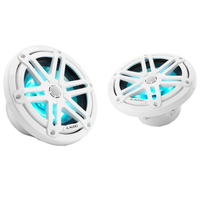 JL Audio M3 Series 6.5″ Marine Coaxial Speakers w/Gloss White Sport Grilles w/RGB LED Lighting – M3-650X-S-Gw-i