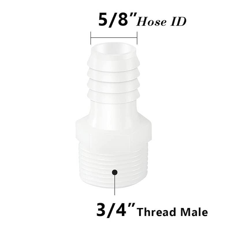 5/8″ Barb to 3/4″ Male Thread White Adapter Union Fitting
