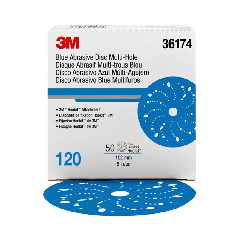 3M Hookit Blue Abrasive Disc Multi-hole 6 120 Grit Each