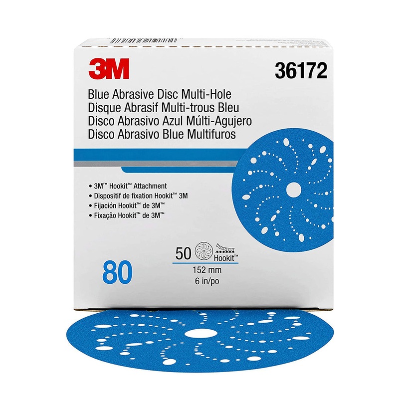3M Hookit Blue Abrasive Disc Multi-hole 6 80 Grit Each