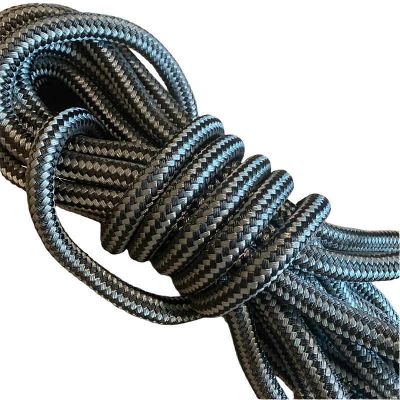 3/4″ Custom Dock Lines Double Braid Nylon – 50/50 Black/Graphite Grey 3/4 15′