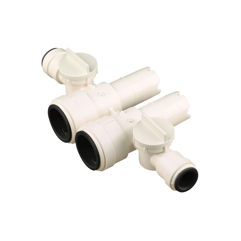 AquaLock Plastic Manifold Dual Stem Body – 1 IN CTS x 1/2 IN CTS