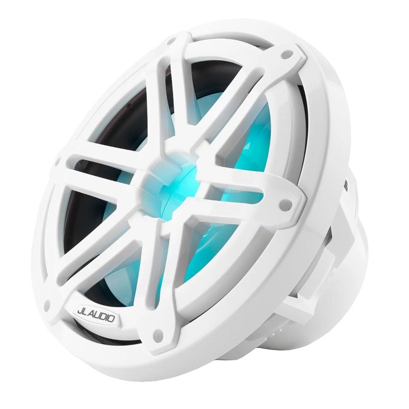 JL Audio M3 10″ Marine Subwoofer w/Gloss White Sport Grille  RGB LED Lighting – M3-10IB-S-Gw-i-4 [010-03265-00]