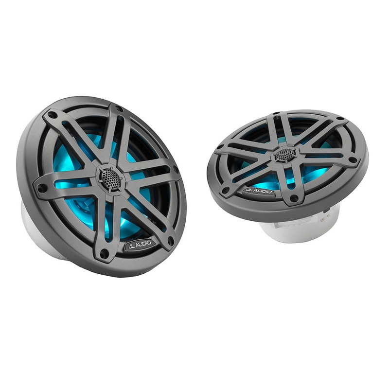 JL Audio M3 Series 6.5″ Marine Coaxial Speakers w/Grey Metallic Sport Grilles w/RGB LED Lighting – M3-650X-S-Gm-i [010-03062-00]